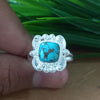 New Design Natural Blue Copper Turquoise Cushion Stone Ring, 925 Sterling Silver Cushion Turquoise Ring, Turquoise Cushion Ring