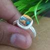New Design Natural Oyster Copper Turquoise Cushion Stone Ring, 925 Sterling Silver Cushion Turquoise Ring, Turquoise Cushion Ring