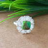 New Design Natural Green Copper Turquoise Cushion Stone Ring, 925 Sterling Silver Cushion Turquoise Ring, Turquoise Cushion Ring