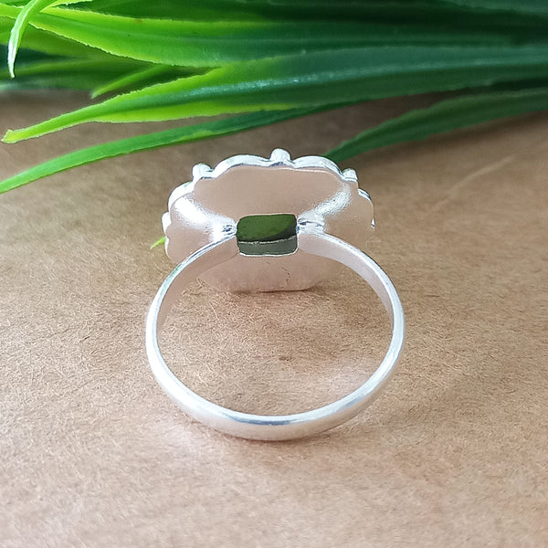 New Design Natural Green Copper Turquoise Cushion Stone Ring, 925 Sterling Silver Cushion Turquoise Ring, Turquoise Cushion Ring