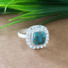 New Design Natural Blue Copper Turquoise Cushion Stone Ring, 925 Sterling Silver Cushion Turquoise Ring, Turquoise Cushion Ring