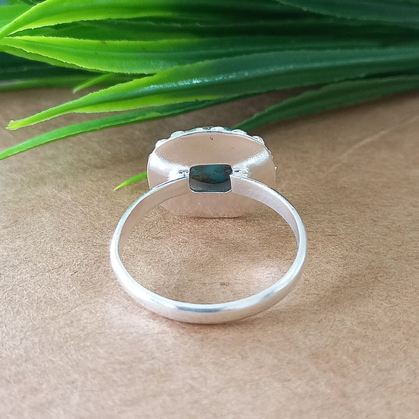 New Design Natural Blue Copper Turquoise Cushion Stone Ring, 925 Sterling Silver Cushion Turquoise Ring, Turquoise Cushion Ring