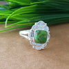 New Design Natural Green Copper Turquoise Cushion Stone Ring, 925 Sterling Silver Cushion Turquoise Ring, Turquoise Cushion Ring