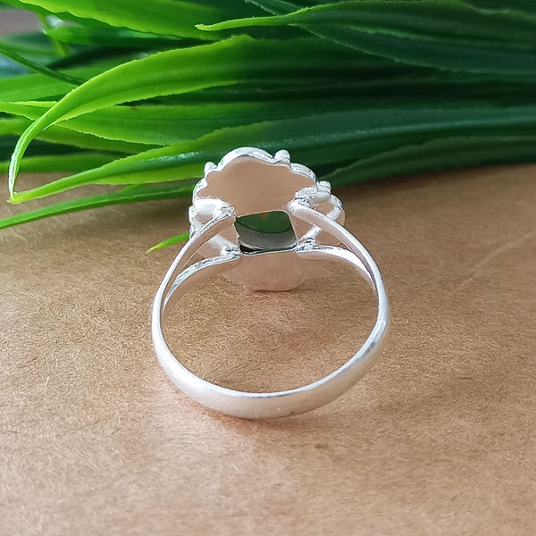 New Design Natural Green Copper Turquoise Cushion Stone Ring, 925 Sterling Silver Cushion Turquoise Ring, Turquoise Cushion Ring