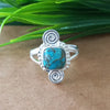 New Design Natural Blue Copper Turquoise Cushion Stone Ring, 925 Sterling Silver Cushion Turquoise Ring, Turquoise Cushion Ring