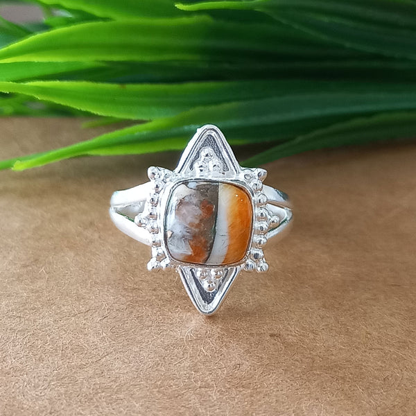 New Design Natural Oyster Copper Turquoise Cushion Stone Ring, 925 Sterling Silver Cushion Turquoise Ring, Turquoise Cushion Ring