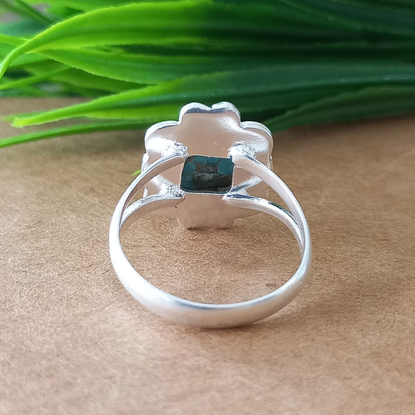 New Design Natural Blue Copper Turquoise Cushion Stone Ring, 925 Sterling Silver Cushion Turquoise Ring, Turquoise Cushion Ring