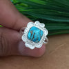 New Design Natural Blue Copper Turquoise Cushion Stone Ring, 925 Sterling Silver Cushion Turquoise Ring, Turquoise Cushion Ring