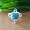 New Design Natural Blue Copper Turquoise Cushion Stone Ring, 925 Sterling Silver Cushion Turquoise Ring, Turquoise Cushion Ring