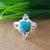New Design Natural Blue Copper Turquoise Cushion Stone Ring, 925 Sterling Silver Cushion Turquoise Ring, Turquoise Cushion Ring