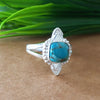 New Design Natural Blue Copper Turquoise Cushion Stone Ring, 925 Sterling Silver Cushion Turquoise Ring, Turquoise Cushion Ring