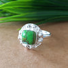 New Design Natural Green Copper Turquoise Cushion Stone Ring, 925 Sterling Silver Cushion Turquoise Ring, Turquoise Cushion Ring