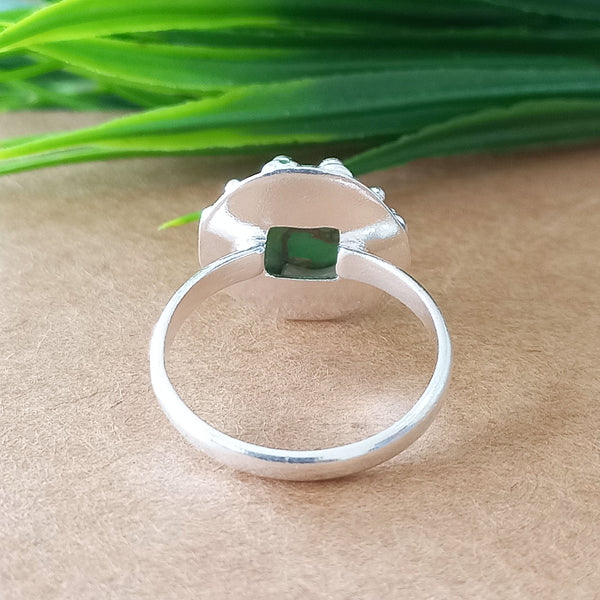 New Design Natural Green Copper Turquoise Cushion Stone Ring, 925 Sterling Silver Cushion Turquoise Ring, Turquoise Cushion Ring