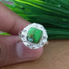 New Design Natural Green Copper Turquoise Cushion Stone Ring, 925 Sterling Silver Cushion Turquoise Ring, Turquoise Cushion Ring