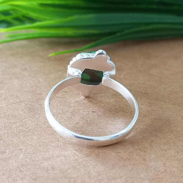 New Design Natural Green Copper Turquoise Cushion Stone Ring, 925 Sterling Silver Cushion Turquoise Ring, Turquoise Cushion Ring