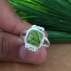 New Design Natural Green Copper Turquoise Cushion Stone Ring, 925 Sterling Silver Cushion Turquoise Ring, Turquoise Cushion Ring
