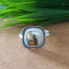 New Design Natural Oyster Copper Turquoise Cushion Stone Ring, 925 Sterling Silver Cushion Turquoise Ring, Turquoise Cushion Ring