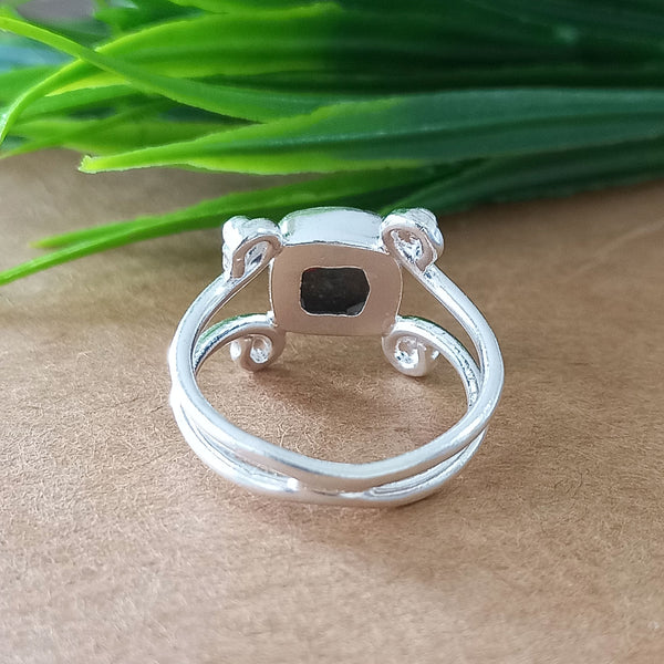 New Design Natural Oyster Copper Turquoise Cushion Stone Ring, 925 Sterling Silver Cushion Turquoise Ring, Turquoise Cushion Ring