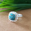New Design Natural Blue Copper Turquoise Cushion Stone Ring, 925 Sterling Silver Cushion Turquoise Ring, Turquoise Cushion Ring