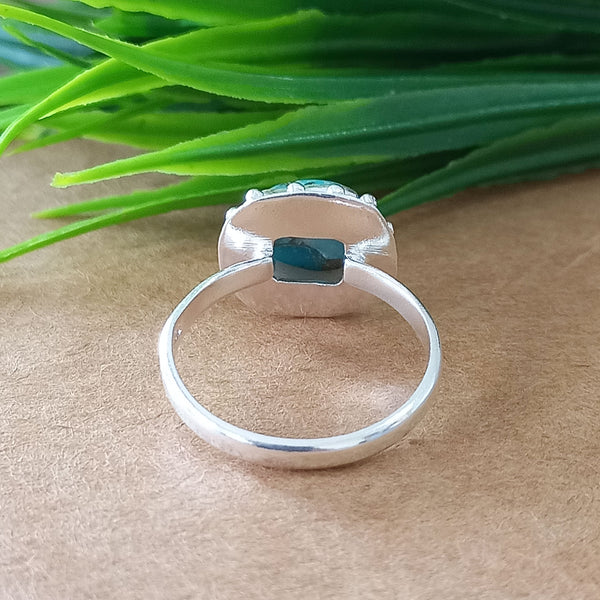 New Design Natural Blue Copper Turquoise Cushion Stone Ring, 925 Sterling Silver Cushion Turquoise Ring, Turquoise Cushion Ring