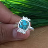 New Design Natural Blue Copper Turquoise Cushion Stone Ring, 925 Sterling Silver Cushion Turquoise Ring, Turquoise Cushion Ring