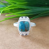 New Design Natural Blue Copper Turquoise Cushion Stone Ring, 925 Sterling Silver Cushion Turquoise Ring, Turquoise Cushion Ring