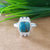 New Design Natural Blue Copper Turquoise Cushion Stone Ring, 925 Sterling Silver Cushion Turquoise Ring, Turquoise Cushion Ring