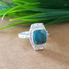 New Design Natural Blue Copper Turquoise Cushion Stone Ring, 925 Sterling Silver Cushion Turquoise Ring, Turquoise Cushion Ring