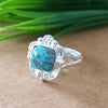 New Design Natural Blue Copper Turquoise Cushion Stone Ring, 925 Sterling Silver Cushion Turquoise Ring, Turquoise Cushion Ring