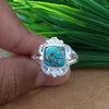 New Design Natural Blue Copper Turquoise Cushion Stone Ring, 925 Sterling Silver Cushion Turquoise Ring, Turquoise Cushion Ring