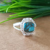 New Design Natural Blue Copper Turquoise Cushion Stone Ring, 925 Sterling Silver Cushion Turquoise Ring, Turquoise Cushion Ring