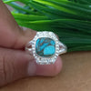 New Design Natural Blue Copper Turquoise Cushion Stone Ring, 925 Sterling Silver Cushion Turquoise Ring, Turquoise Cushion Ring
