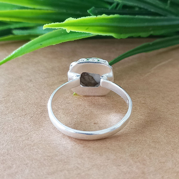 New Design Natural Oyster Copper Turquoise Cushion Stone Ring, 925 Sterling Silver Cushion Turquoise Ring, Turquoise Cushion Ring