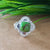 New Design Natural Green Copper Turquoise Cushion Stone Ring, 925 Sterling Silver Cushion Turquoise Ring, Turquoise Cushion Ring