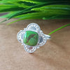 New Design Natural Green Copper Turquoise Cushion Stone Ring, 925 Sterling Silver Cushion Turquoise Ring, Turquoise Cushion Ring