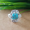 New Design Natural Blue Copper Turquoise Cushion Stone Ring, 925 Sterling Silver Cushion Turquoise Ring, Turquoise Cushion Ring