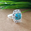 New Design Natural Blue Copper Turquoise Cushion Stone Ring, 925 Sterling Silver Cushion Turquoise Ring, Turquoise Cushion Ring
