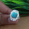 New Design Natural Blue Copper Turquoise Cushion Stone Ring, 925 Sterling Silver Cushion Turquoise Ring, Turquoise Cushion Ring