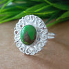 925 Sterling Silver Oval Turquoise Ring, New Design Natural Green Copper Turquoise Oval Stone Ring, Turquoise Oval Ring, Statement Ring