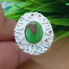 925 Sterling Silver Oval Turquoise Ring, New Design Natural Green Copper Turquoise Oval Stone Ring, Turquoise Oval Ring, Statement Ring
