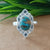925 Sterling Silver Oval Turquoise Ring, New Design Natural Oyster Copper Turquoise Oval Stone Ring, Turquoise Oval Ring, Statement Ring