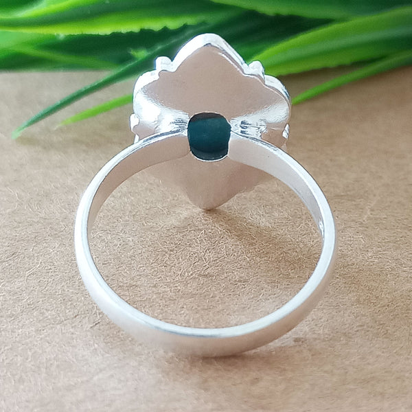 925 Sterling Silver Oval Turquoise Ring, New Design Natural Oyster Copper Turquoise Oval Stone Ring, Turquoise Oval Ring, Statement Ring