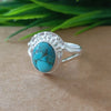 925 Sterling Silver Oval Turquoise Ring, New Design Natural Blue Copper Turquoise Oval Stone Ring, Turquoise Oval Ring, Statement Ring