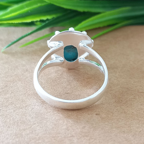925 Sterling Silver Oval Turquoise Ring, New Design Natural Blue Copper Turquoise Oval Stone Ring, Turquoise Oval Ring, Statement Ring