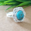 925 Sterling Silver Oval Turquoise Ring, New Design Natural Blue Copper Turquoise Oval Stone Ring, Turquoise Oval Ring, Statement Ring