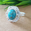 925 Sterling Silver Oval Turquoise Ring, New Design Natural Blue Copper Turquoise Oval Stone Ring, Turquoise Oval Ring, Statement Ring