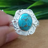 925 Sterling Silver Oval Turquoise Ring, New Design Natural Blue Copper Turquoise Oval Stone Ring, Turquoise Oval Ring, Statement Ring