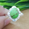 925 Sterling Silver Oval Turquoise Ring, New Design Natural Green Copper Turquoise Oval Stone Ring, Turquoise Oval Ring, Statement Ring