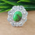 925 Sterling Silver Oval Turquoise Ring, New Design Natural Green Copper Turquoise Oval Stone Ring, Turquoise Oval Ring, Statement Ring