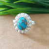925 Sterling Silver Oval Turquoise Ring, New Design Natural Blue Copper Turquoise Oval Stone Ring, Turquoise Oval Ring, Statement Ring